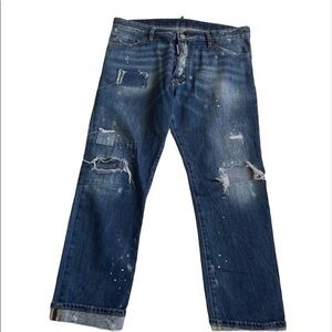 DSQUARED2 Mens Paint Drop Destroyed Jeans